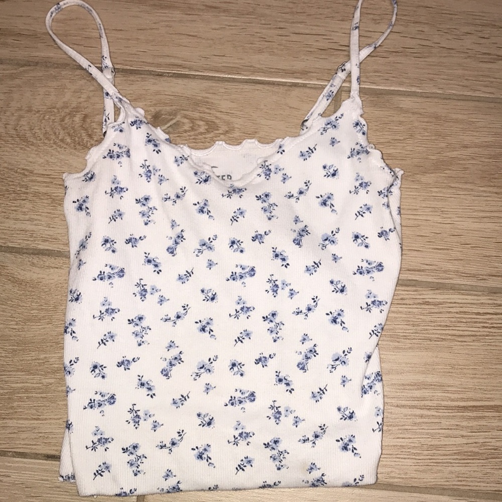White tank top with blue flowers